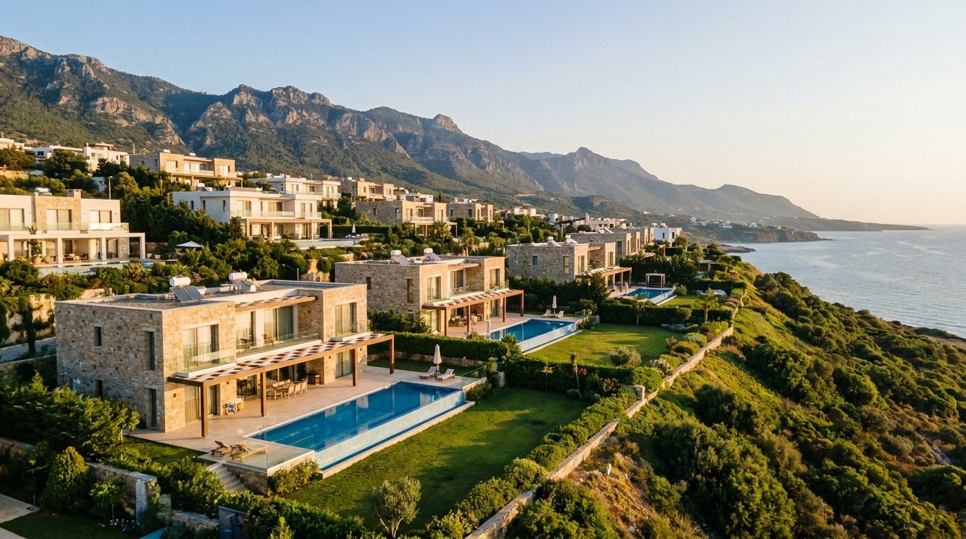 Luxury hillside villas with sea view in Catalkoy, North Cyprus