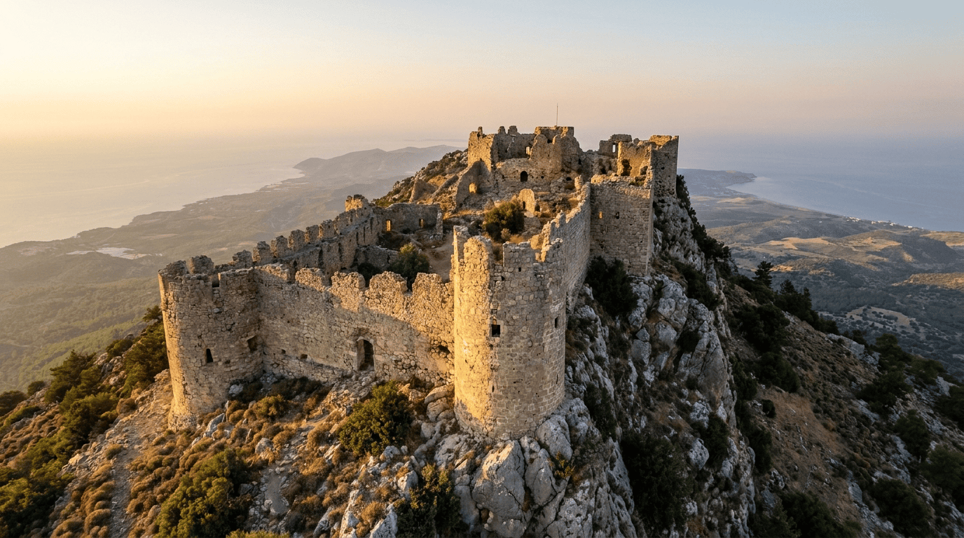 Kantara Castle on the mountain ridge above Bogaz, North Cyprus