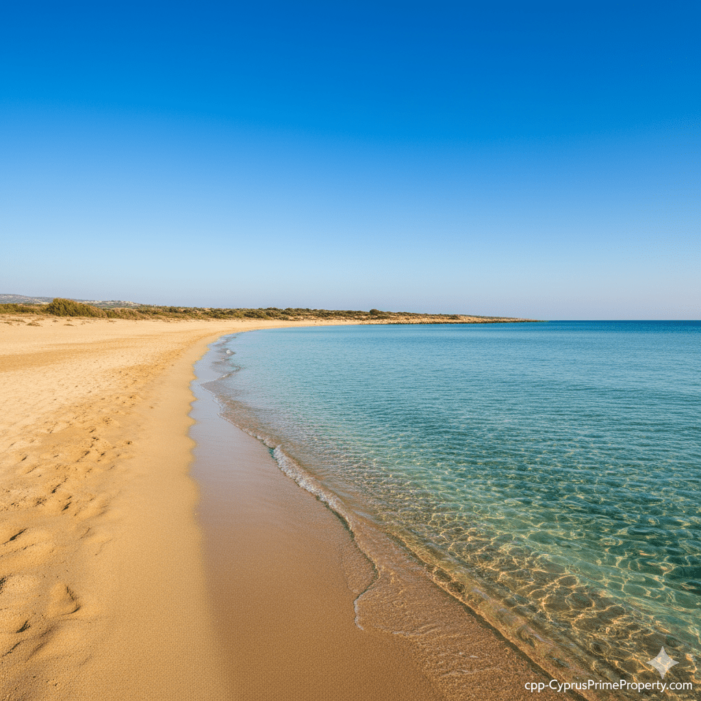 CPP - CyprusPrimeProperty Northern Cyprus Among Top 10 Winter Sun Destinations: Your Ultimate Guide to Mediterranean Winter Living 6 Golden Beach Karpaz Peninsula Northern Cyprus in winter - pristine empty beach with turquoise Mediterranean water - cpp CyprusPrimeProperty.com